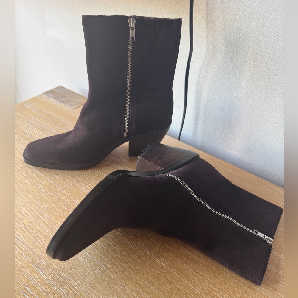 NWOB! MADEWELL Women’s The Idris Side-Zip Ankle Boot Coffee Bean Suede Size 10.5